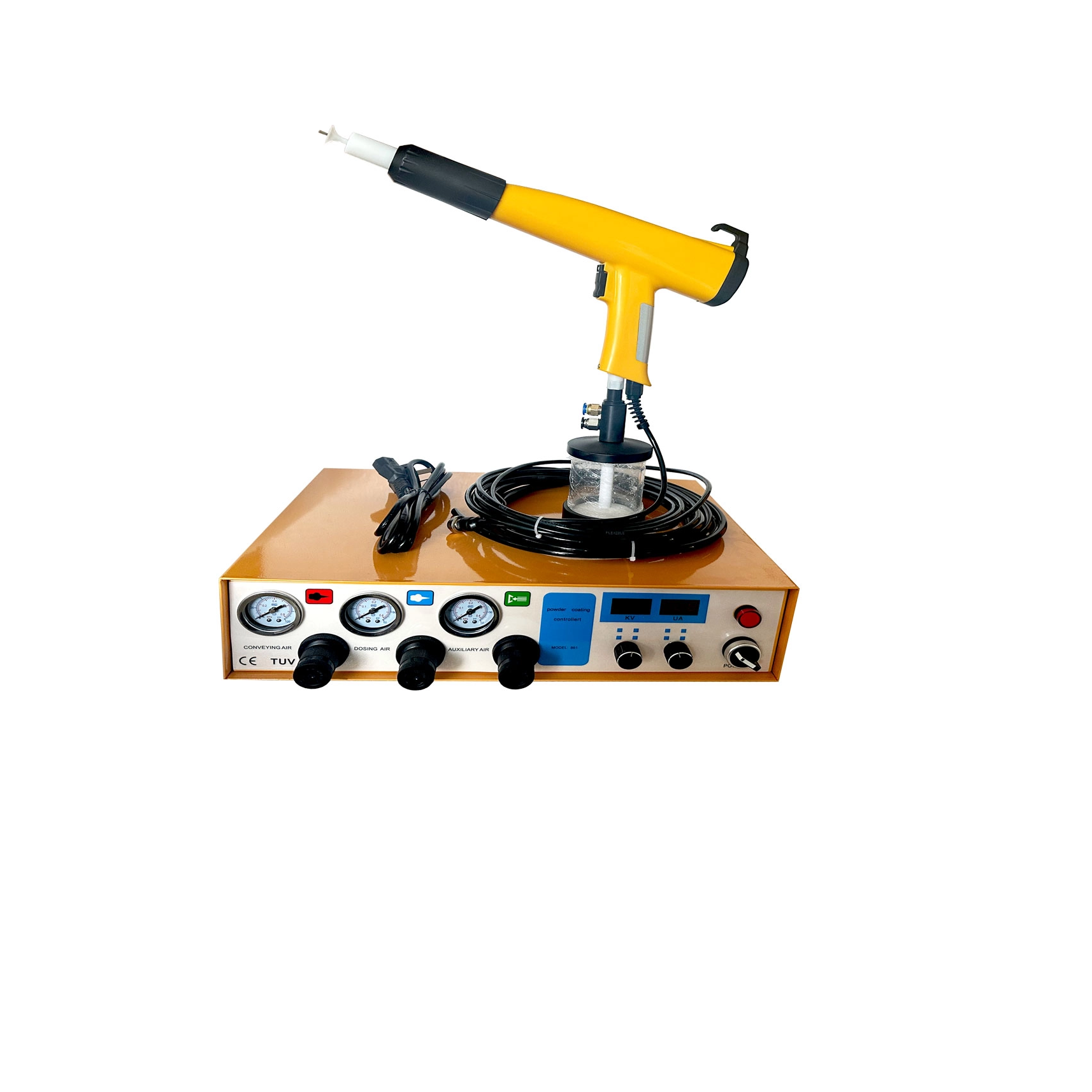 Comoda tazza portatile in polvere usata in polvere elettrostatica Spray pistola dipinto di vetro Industrie in polvere Macchina in polvere